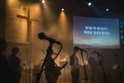Korean Church Praise Team Rehearsal Microphones