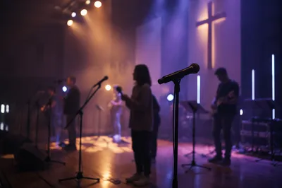 Korean Church Praise Team Microphone Rehearsal