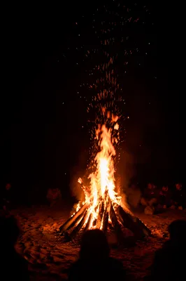 Bonfire at Night Campsite Gathering