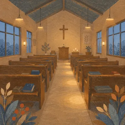 Empty Korean Church at Dawn Prayer