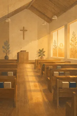 Empty Korean Church at Dawn Prayer
