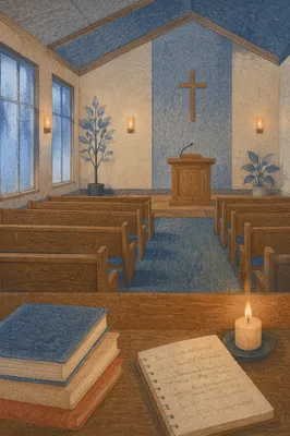 Empty Korean Church Before Dawn Prayer