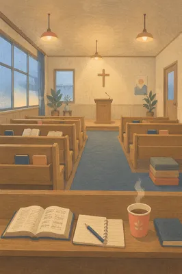 Empty Korean Church Dawn Prayer Hall