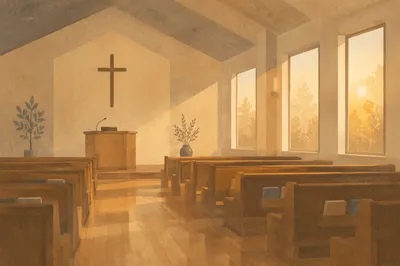 Empty Korean Church at Dawn Prayer