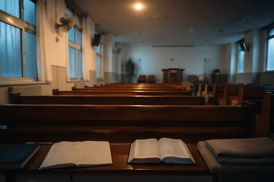 Empty Korean Church After Dawn Prayer