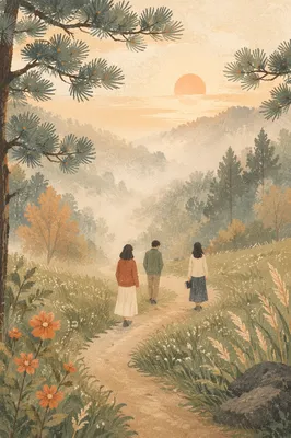 Early Morning Prayer Walk Through Misty Woods
