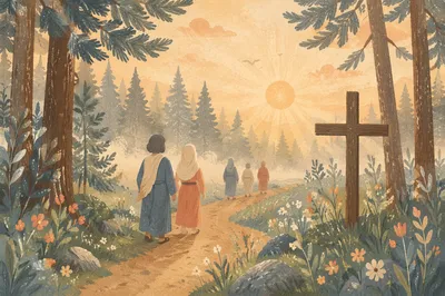 Early Morning Prayer Walk Through Pines