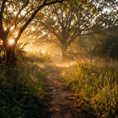 Misty Sunrise Prayer Walk Nature Path
