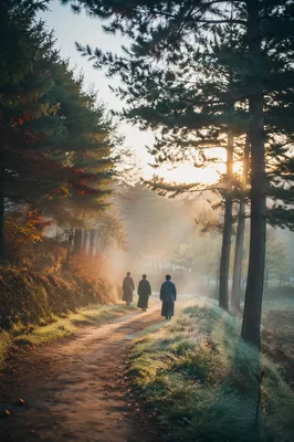 Early Morning Prayer Walk in Korean Retreat Forest