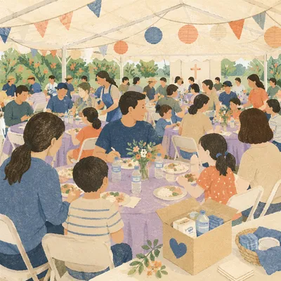 Korean Church Mission Fundraiser Lunch Table