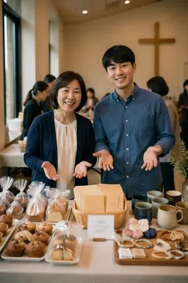 Korean Church Fundraiser Table Scene