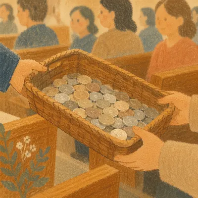 Korean Church Offering Basket Close Up