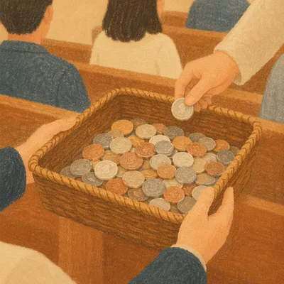 Korean Church Offering Basket Closeup