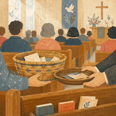 Offering Basket Passed in Korean Church