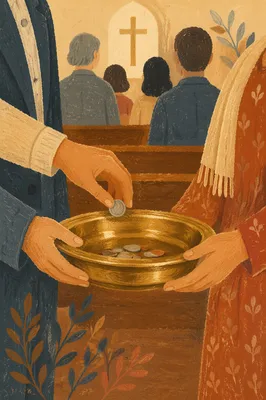 Korean Church Offering Plate During Service