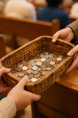 Offering Basket Passed During Korean Church Service