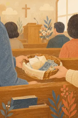 Offering Basket Passed During Korean Church Service