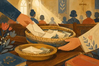 Offering Basket in Korean Church Service