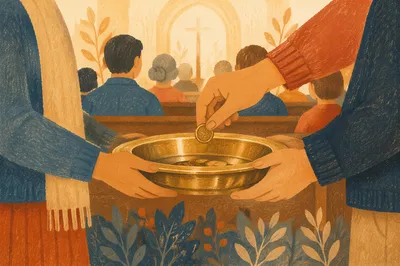 Korean Church Offering Plate Moment