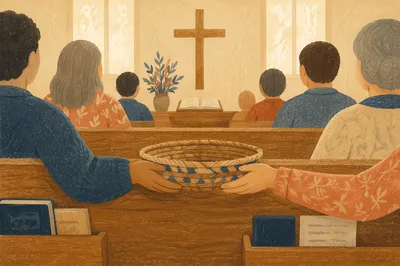 Sunday Offering Basket in Korean Church