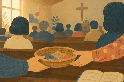 Sunday Offering Basket in Korean Church