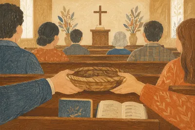 Offering Basket Passed in Korean Church