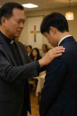 Laying Hands at Korean Church Ordination