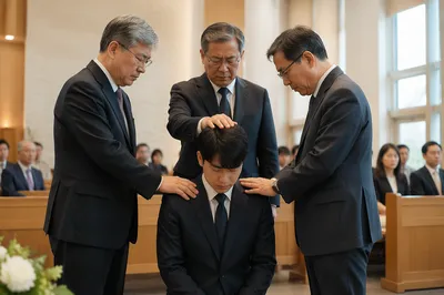 Pastors Laying Hands in Korean Church