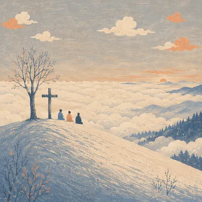 Korean Prayer Mountain Cross at Dawn