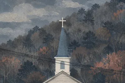 Hilltop Prayer Cross on Korean Mountainside