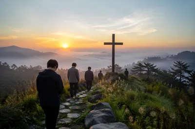 Dawn Prayer Hill Cross in Korea