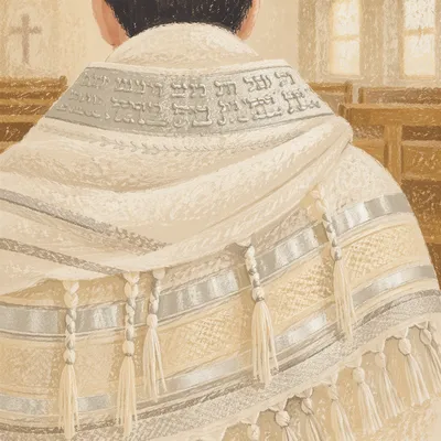 Prayer Shawl Draped in Korean Sanctuary