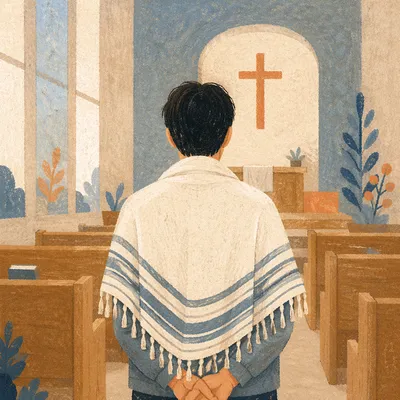 Prayer Shawl in Korean Church Sanctuary