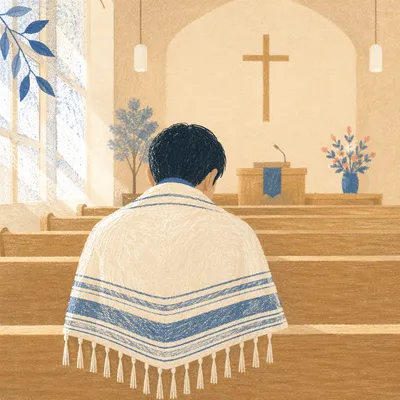 Prayer Shawl in Korean Church Sanctuary