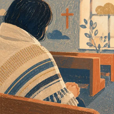 Quiet Prayer with Tallit in Korean Church