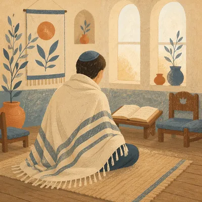 Worshipper in Prayer Room at Dawn