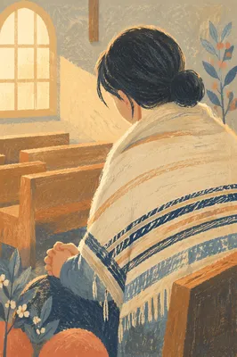 Prayer Shawl in Quiet Korean Church