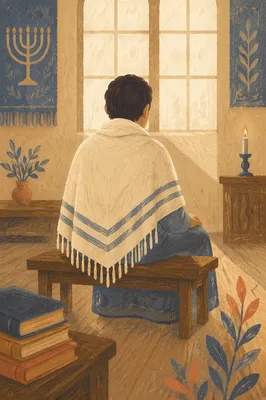 Tallit Prayer Shawl in Korean Church Dawn