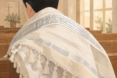 Prayer Shawl Draped in Korean Church Sanctuary