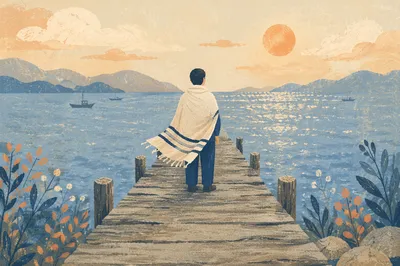 Tallit Prayer on Korean Seaside Pier