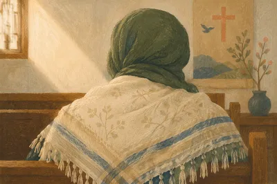 Prayer Shawl in Quiet Korean Church