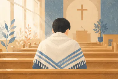 Prayer Shawl in Korean Church Sanctuary