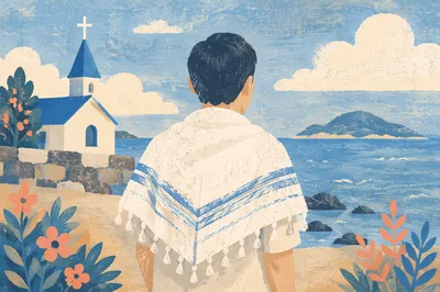 Prayer Shawl at Korean Coastal Retreat