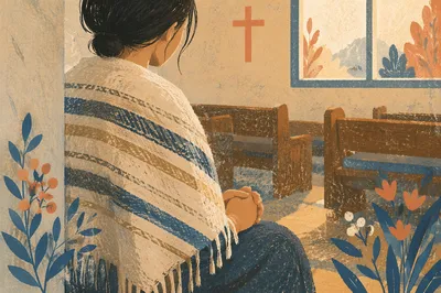 Quiet Prayer with Tallit in Korean Church
