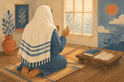 Prayer Shawl at Dawn in Korean Church