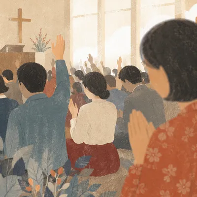 Fervent Prayer at Korean Revival Meeting