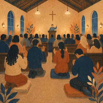 Fervent Prayer at Korean Revival Meeting
