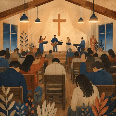 Fervent Prayer at Korean Revival Meeting