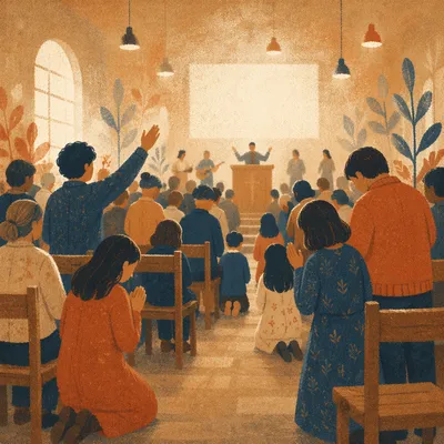 Fervent Prayer at Korean Revival Meeting