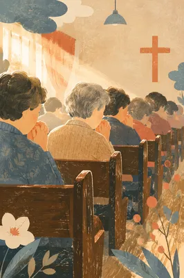 Fervent Prayer in a Korean Church Hall